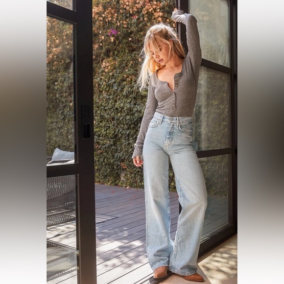 Free People Intimately Women's Dylan Thermal Bodysuit Button Placket Bodycon‎ Sm - Picture 11 of 16